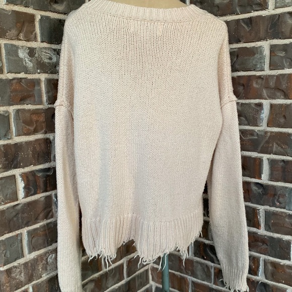 Wildfox Luna Sweater First Kiss Knit Natural Red Lips Distressed - Small - Picture 8 of 9